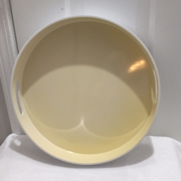 Pale Yellow Circle Tray With Open Handles 15.5" - Picture 5 of 5